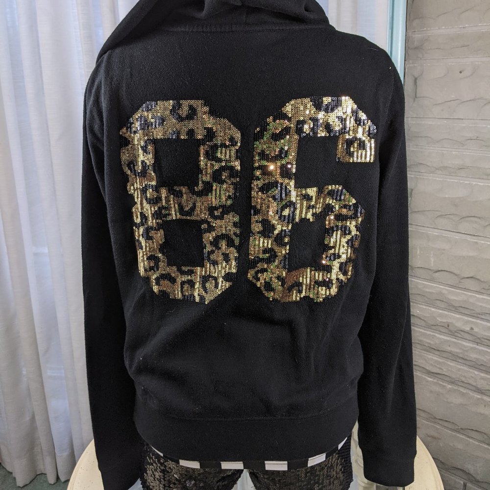 Y2K Vintage 86 Leopard Bling Hoodie Tagged Large / Medium Fit